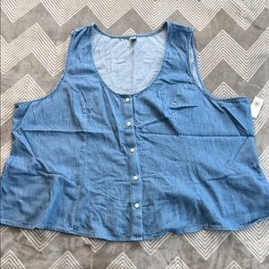 Old Navy Light Blue Denim Button-Front Blouse